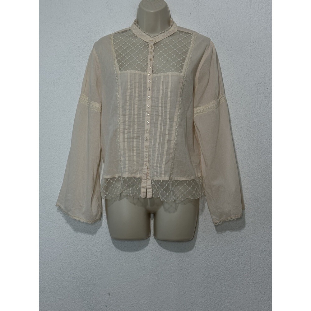 Bila Blouse Pink‎ Boho Flared Sleeve Medium Lace Cottagecore Coquette Dainty